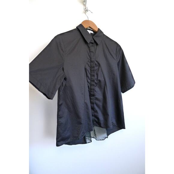 ALEXIS Mesh Back Button Down Crop Poplin Short Sleeve Shirt Top Revolve XS $445 - Picture 1 of 6
